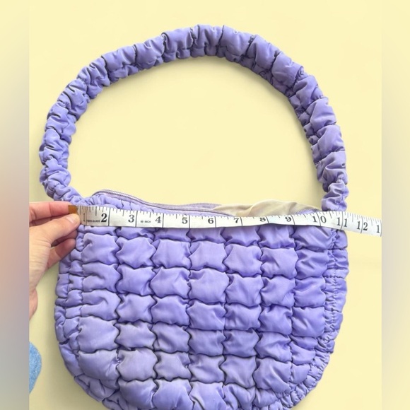 Lilac Quilted Puffy Small Baguette Women's Bag, Slouchy, Summer, Spring - Picture 3 of 12